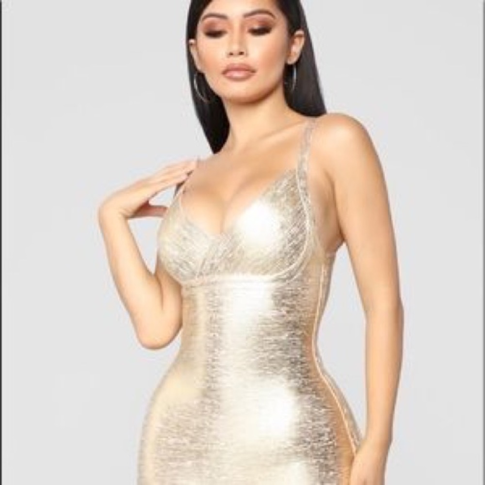 Metallic Gold Dress - Picture 3 of 3